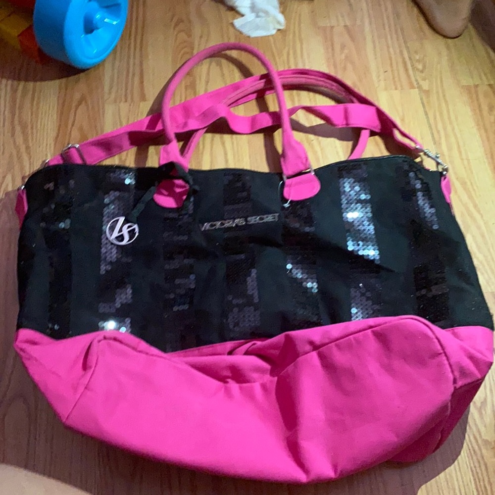 Victoria Secret pink and black bag